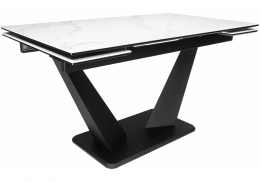 Керамический стол Кели 140(200)х80х76 белый / черный (80x76)