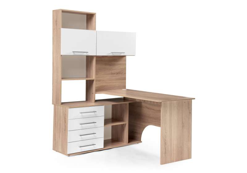 Компьютерный стол КСТ-14Л 140х123,5х182,8 левый дуб сонома / белый (123,5x182,8). 